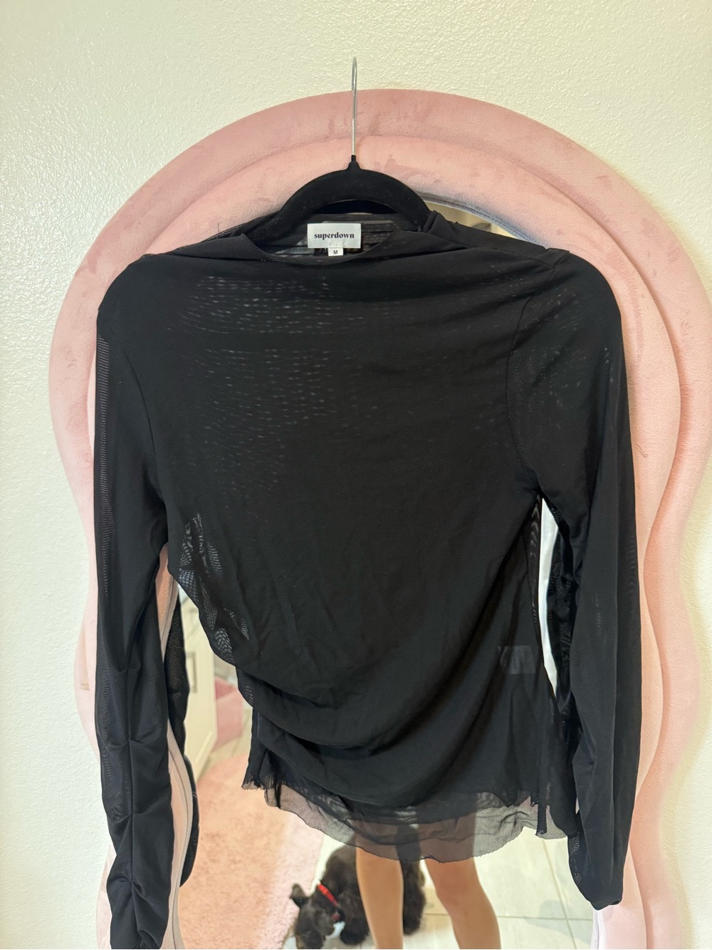 superdown Black Sheer Long Sleeve Top with Hood